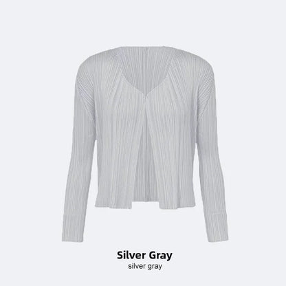 Slimming Woven ort Coat Jaet Women's Faion Spring Autumn Thin Design Sense Folded Cardigan Outerwear Sli Outer Layer