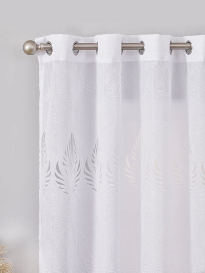 White GREY Embroidered European Style Thickened High-end Curtains for Bedroom Transparent Tulle for Living Room,Grommet Top,