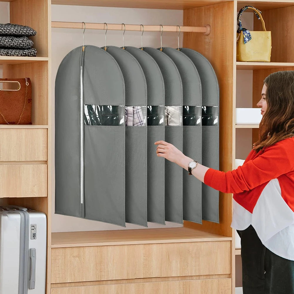 24"X40"Garment Bags for Hanging Clothes Suit Cover Bags for Closet Storage with Clear Window Fabric Protector Bag with Zipper