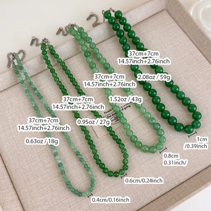 The Wizard of Oz-Inspired New Chinese Style Jadeite Green Beaded Necklace Cool-Toned Natural Stone Collarbone Chain Accessory