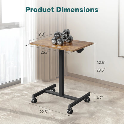 JHK Portable Computer Desk Laptop Height Adjustable Table Mobile Sitting Workstation Lockable Wheels Suitable For Work Learning
