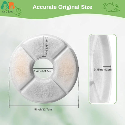 Cat Water Fountain Filters, ATUBAN Pet Fountain Replacement Filters, 3 Filtration Dog Fountain Replacement Filters(5in Diameter)