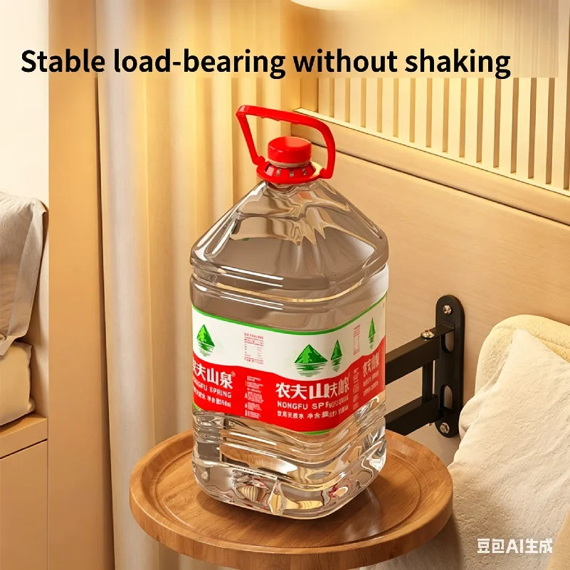 Folding Wall Table For Bed Retractable Wall-Mounted Desk Small Round Desk Wall Mounted tray Rotatable Bedside Storage Holder