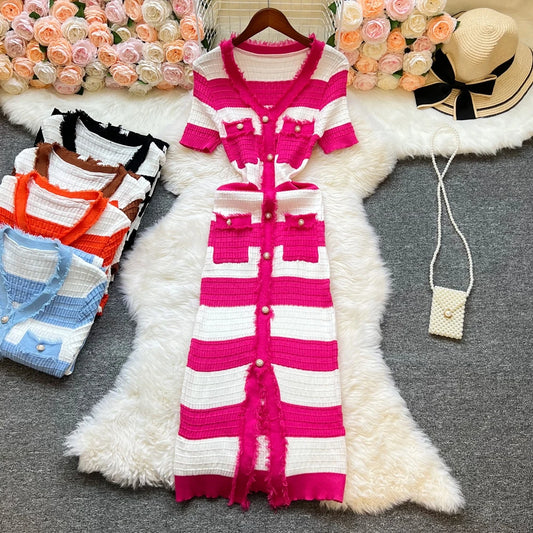 YuooMuoo Brand Fashion V-neck Women Knit Long Dress 2025 New Elegant Office Lady Wrap Hips Split Bodcyon Sweater Dress Vestidos