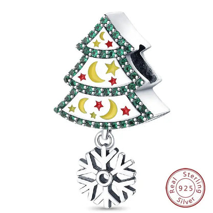 Original 925 Sterling Silver Charms Beads Winter Snowflake Snowman Igloo Penguin Pendant Fit Bracelet Women Jewelry Gift