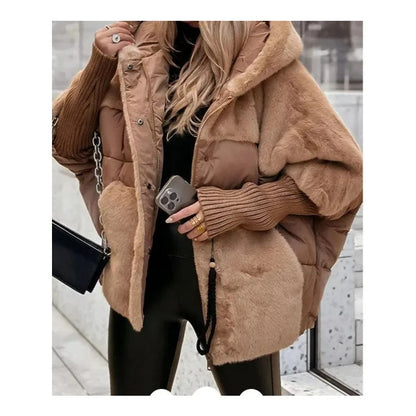 Elegant Jacket for Women Streetwear 2025 Autumn and Winter New Fashion Casual Zipper Loose Jacket Hooded Long Sleeve Coats
