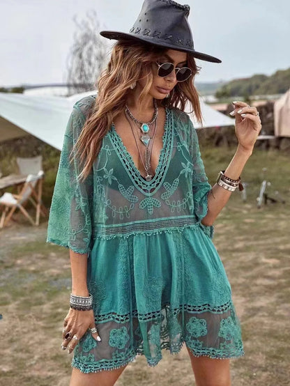 2025 Lace Beach Pareo wear Swim Suit Cover Up Playa  Tunics for  Tunic Swimwear Women