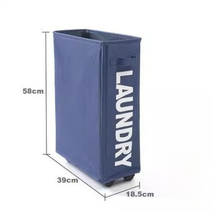 Yoga Mat Storage Artifact Home Dust-proof Storage Basket with Wheels Dirty Clothes Hamper Narrow Space Storage Organizer