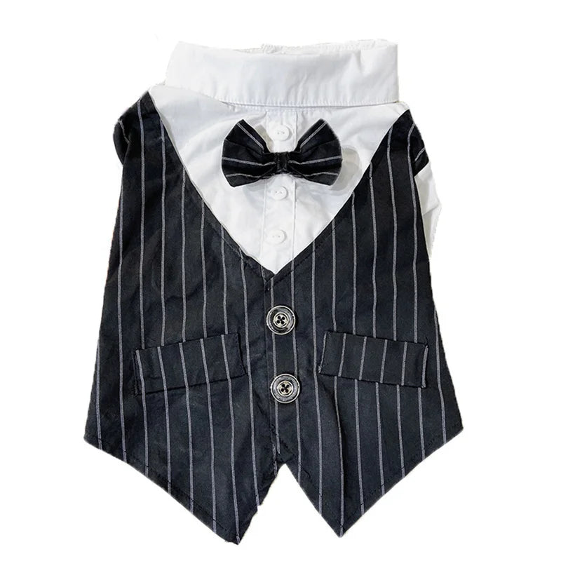 Pet Clothes Dog Shirt Dog Tuxedo Bow Tie Shirt for Boy Dog Wedding Party Bulldog Pug Puppy Costume Pet Teddy Summer Thin Outfits