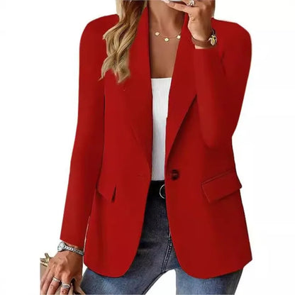 Black White Women's Suat Coat Office Elegant Blazer Soring Fall Casual Long Sleeve Pocket Slim Outerwears Blazer Mujer Women Top