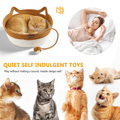 Handmade Vine Woven Round Cat Scratcher Bed Four Seasons Universal Cat Puppy Bed Soft Pet Bed Cozy Cat Nest Home Indoor Pet Supplies Accessories for Cats Small Dogs