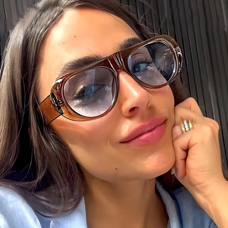 New Oval Sunglasses Women Men Cool Brand Designer Colorful Sun Glasses Female Male Plastic Big Frame Outdoor Eyewear