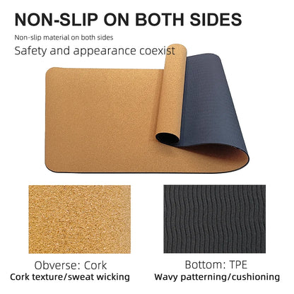 Natural Cork Yoga Mat Fodable Fitnes for Men Women Kid Lightweight Portable Pads Strap Included No Slipping Hot Absorb Sweat