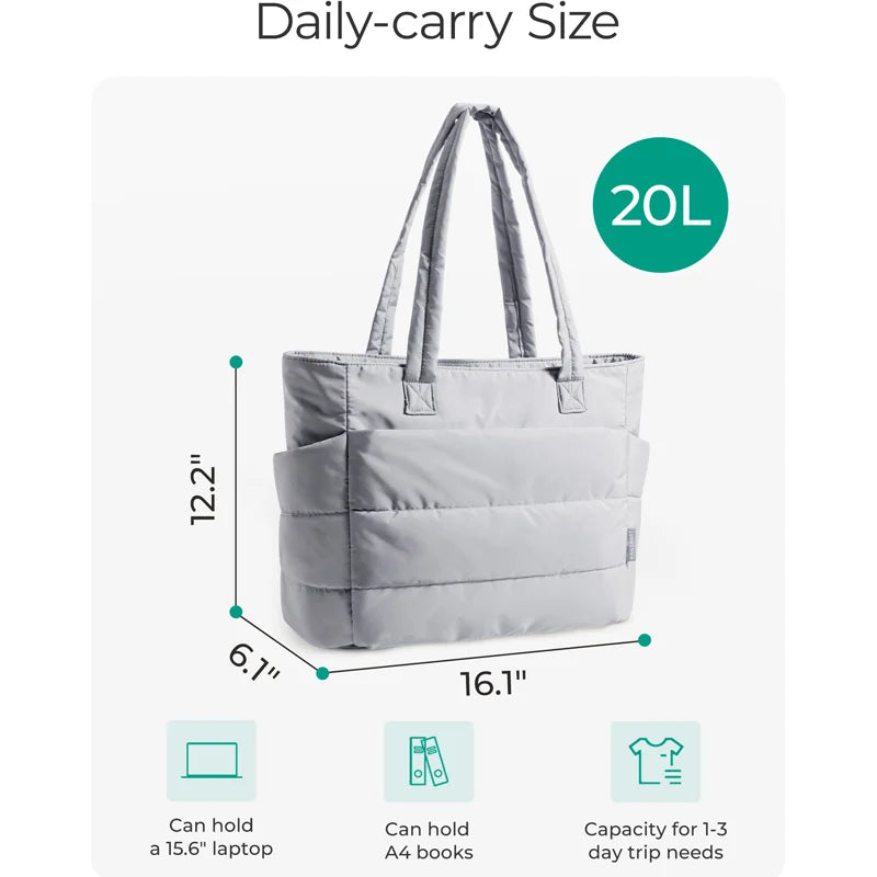 BAGSMART Tote Bag Large Capcity Women's Bags Puffer Padded Handbag For College School Portable Commuting Leisure Travel Pouch
