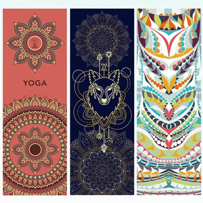 Hot Yoga Mat Towel 185*63cm Printed Yoga Towel Non Slip Fitness Workout Mat Cover for Pilates Gym Yoga Blankets