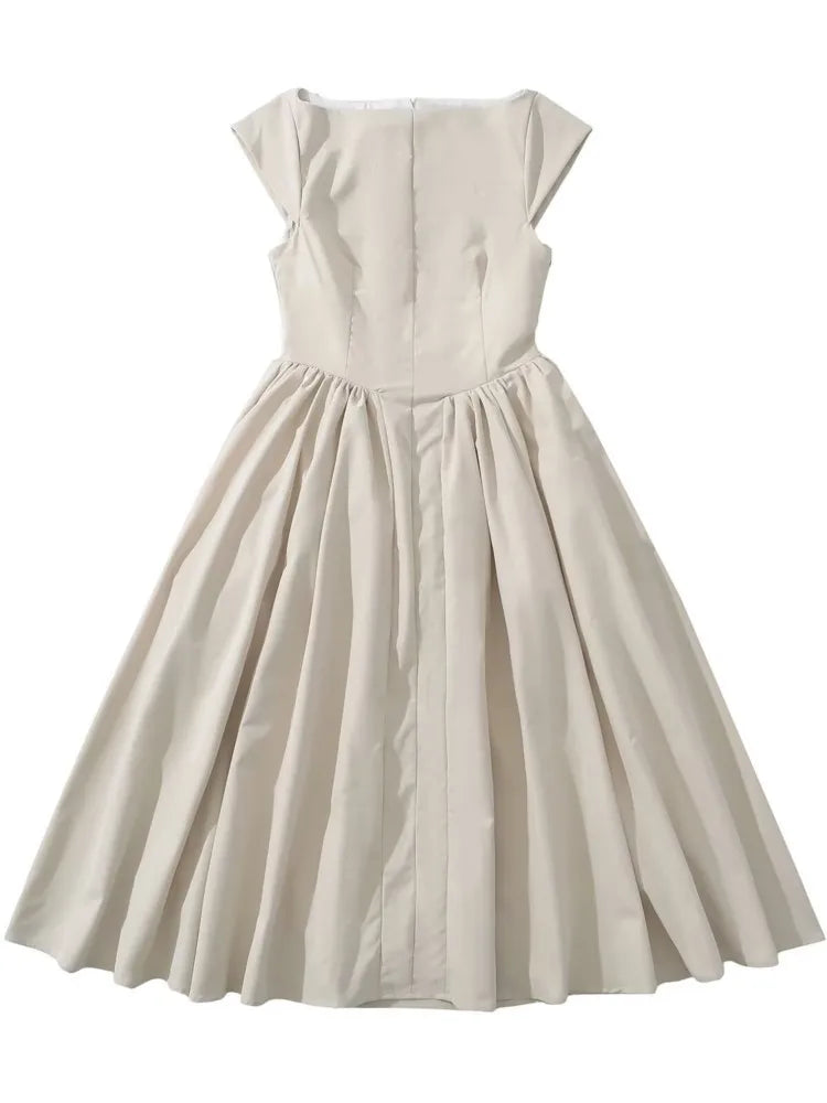 ONEBLING Elegant Women Party Dress 2025 Summer Sleeveless Backless Slim Midi Long Dress A Line Folds Swing Prom Dress Y2K