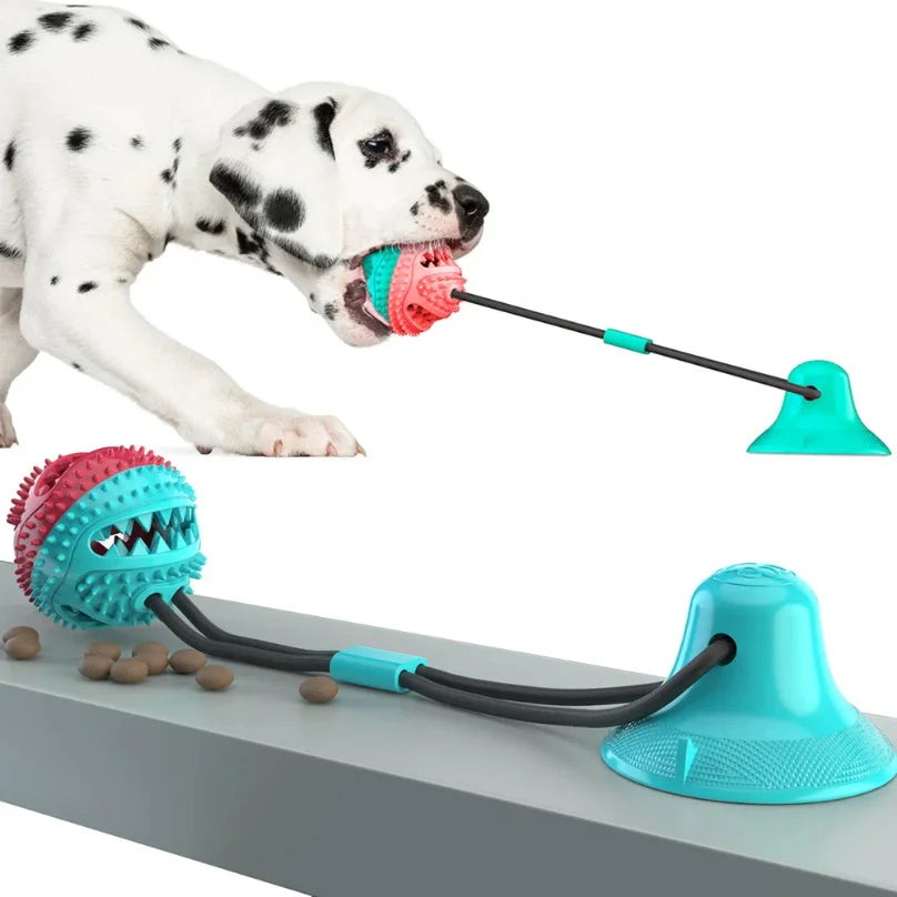 Dogs Food Toys Silicon Suction Cup Tug Interactive Dog Ball Toy For Pet Chew Bite Tooth Cleaning Toothbrush Feeding Pet Supplies