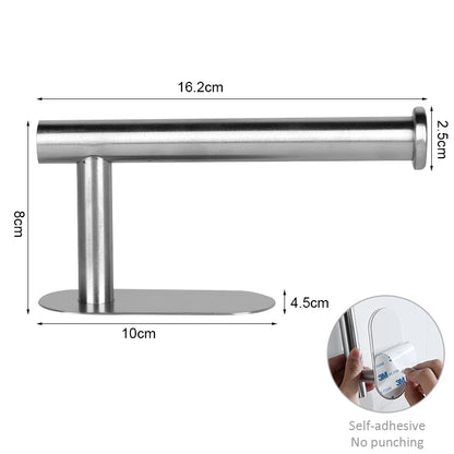Stainless Steel Paper Towel Holder Under Cabinet Adhesive Toilet Roll Paper Holder Lengthen Tissue Hanger For Kitchen Bathroom