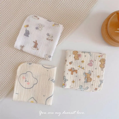 Cotton Baby Face Towel Square Infant Bib Soft Saliva Towel Floral Print Feeding Burp Cloths Children's Absorbent Handkerchief