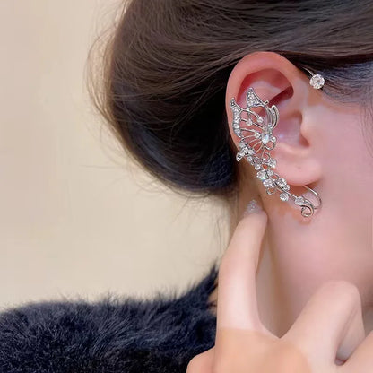 Korean Fashion Butterfly Elf Ear Hanging Earrings For Women Jewelry 2026 Trending New Luxury Ear Cuff Without Hole Fake Earrings