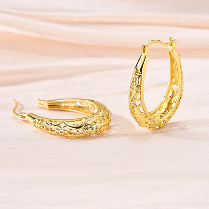 925 Sterling Silver Gold Drop Earrings For Woman Flower Round Sun Hoop Earring Pendientes Classic Original Woman Jewelry Gift