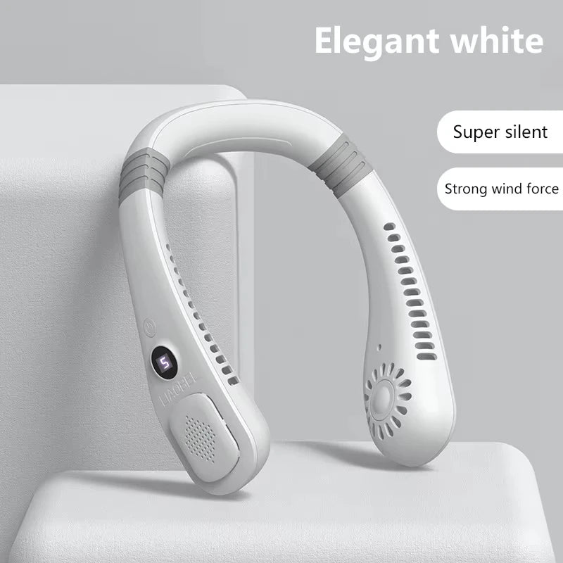 Lenovo 2027 New  Mini Ultra Long Life Neck Bladeless Fan Portable Lazy Silent Fan Usb Charging Student Sports Office
