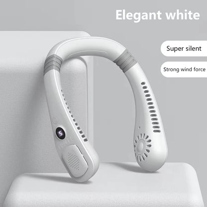 Lenovo 2027 New  Mini Ultra Long Life Neck Bladeless Fan Portable Lazy Silent Fan Usb Charging Student Sports Office