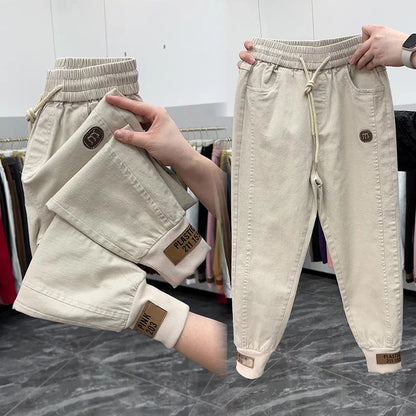 Top quality Autumn Spring Women Pants 2024 New Cotton Jeans Pants Elastic Waist Harem Pants Casual Sports Trousers Female
