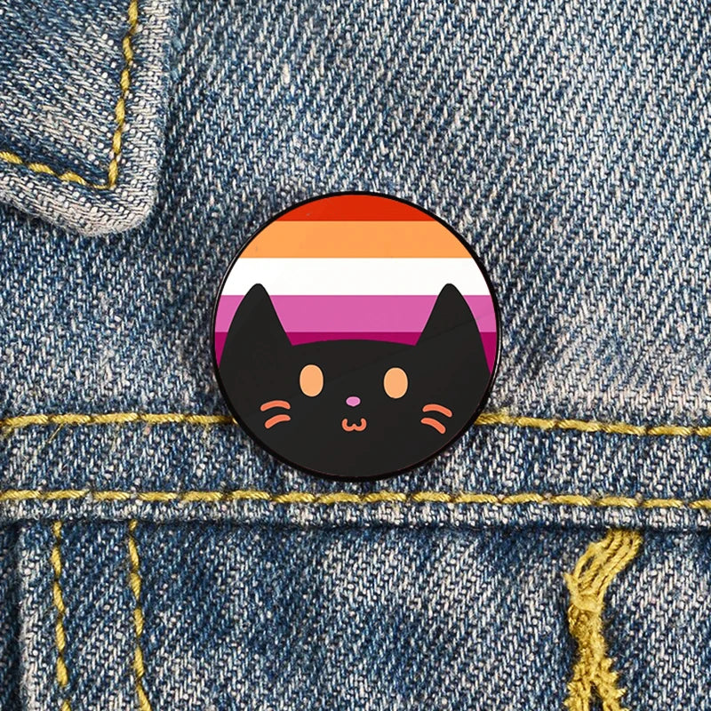 Lapel teacher tote Bag backpacks Badge Cartoon gift Pines Brooch for women Non Binary Pride cat Pins Custom cute Pines Shirt