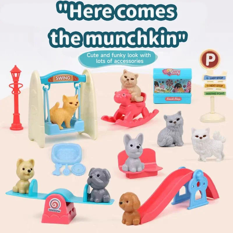 Dog Doll Set Puppy Pretend Play Toys Children Play House Accessories Pet House Scene Games Toys Kids Sensory Dog Pet Basket Toys
