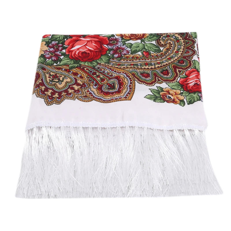 Luxury Brand Printing Oversize Square Blankets Russian Women Wedding Tassel Scarf Retro Style Cotton Handkerchief Autumn Shawl