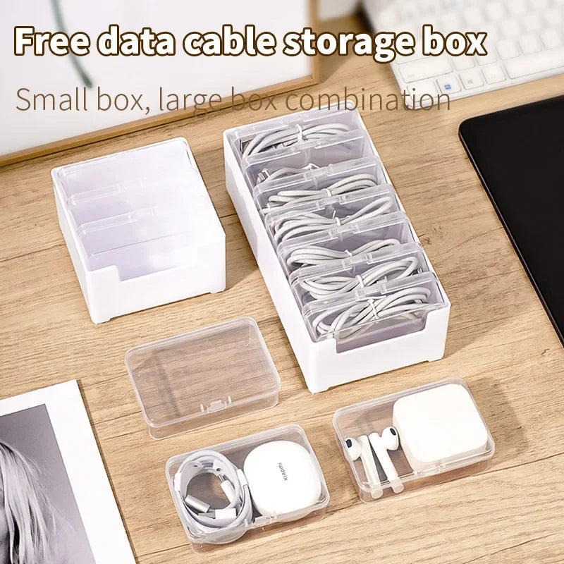 1Set Data Cable Storage Box Power Charging Cable Management And Desktop Cable Management Organization Cables Organizer Bag