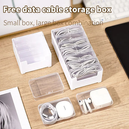 1Set Data Cable Storage Box Power Charging Cable Management And Desktop Cable Management Organization Cables Organizer Bag