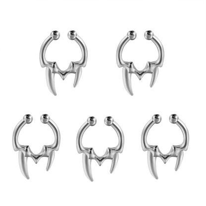 5-1PCS Stainless Steel Non Piercing Nose Clip Cone Bull Punk Unique Fake Nose Septum Ring Non-pierced Body Jewelry Unisex