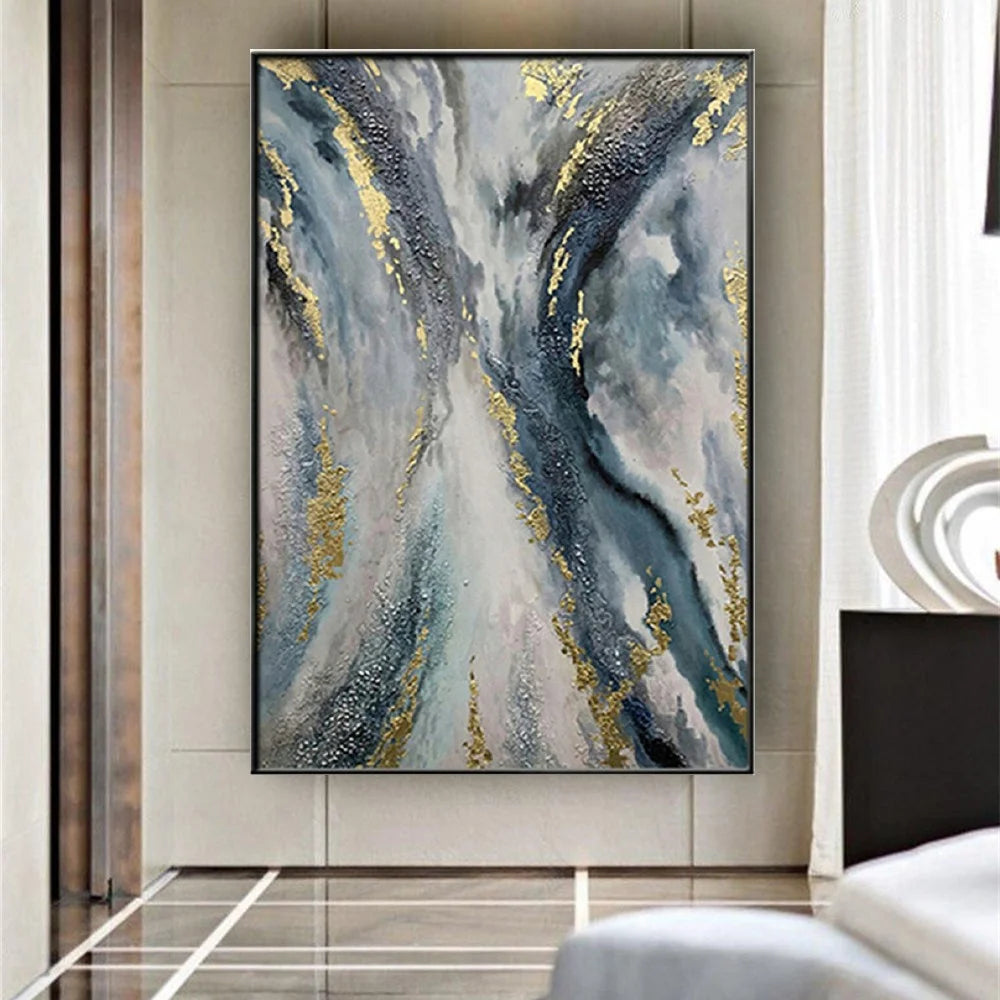 Luxury Home Decor Paint Modern 100% Handmade Abstract Oil Painting On Canvas Pattern For Living Room Wall Art Picture Gold Mural