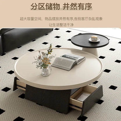 Middle-aged Style Coffee Table Modern Simple Living Room Home New Style Light Luxury High-end Small Apartment Round Coffee Table