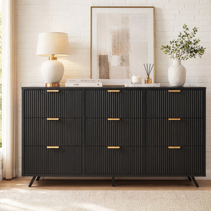 9-Drawer Wide Modern Cabinet Suitable for Dressing Table with Wood & Painted Painted Doors, Ample Storage Dresser for, Bedroom
