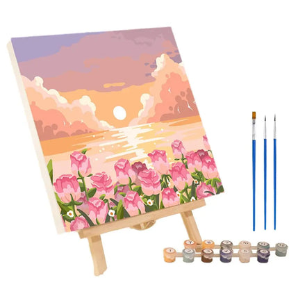 Frame Painting By Numbers Kit Abstract Sunset Landscape Modern Drawing Coloring DIY Painting By Numbers Acrylic Paint Home Decor