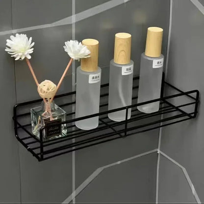 Bathroom Shelf Wall Mounted Corner Storage Shelves Shampoo Holder Cosmetic Rack Iron Shower Drain Basket Bathroom Organizer