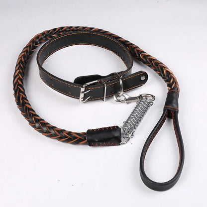 1pc Large Dog Leash Eight-paw Leather Pet Leashes No Pull Adjustable Pet Harness Durable Pet Supplies