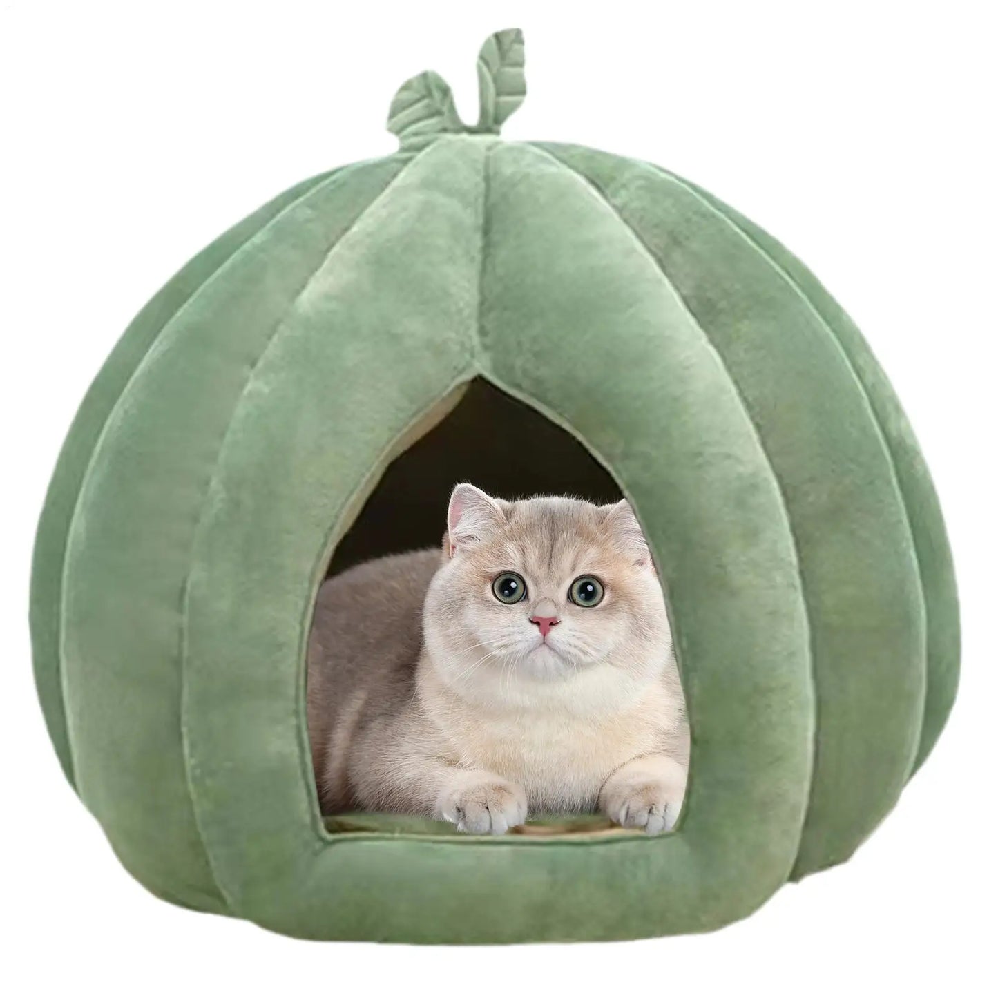 Thickened Halloween Pet Bed Enclosed Cat Nest Warm Cat Bed Pumpkin Shape Pet Sleeping House for Cats Washable Cat Sleeping Bed