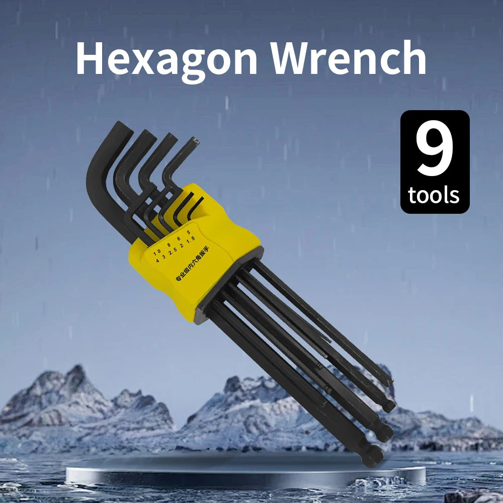9-piece hexagonal wrench magnetic wrench double-head L-shaped hexagonal socket wrench  set hexagonal ball head wrench wrench set