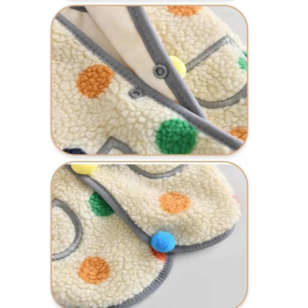 Pet Clothing Warm Dog Hoodie Soft Fleece Dog Clothes Dots Pattern Pocket Design Pet Vest Autumn Winter