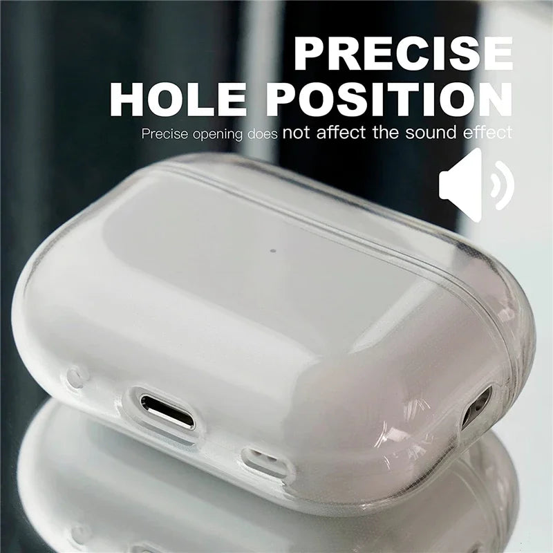 Transparente, weiche TPU-Kopfhörerhülle mit Trageschlaufe für AirPods Pro 2, 3 (2. Generation), AirPods 4, 3, 1 (3. Generation, 2024) – Zubehör