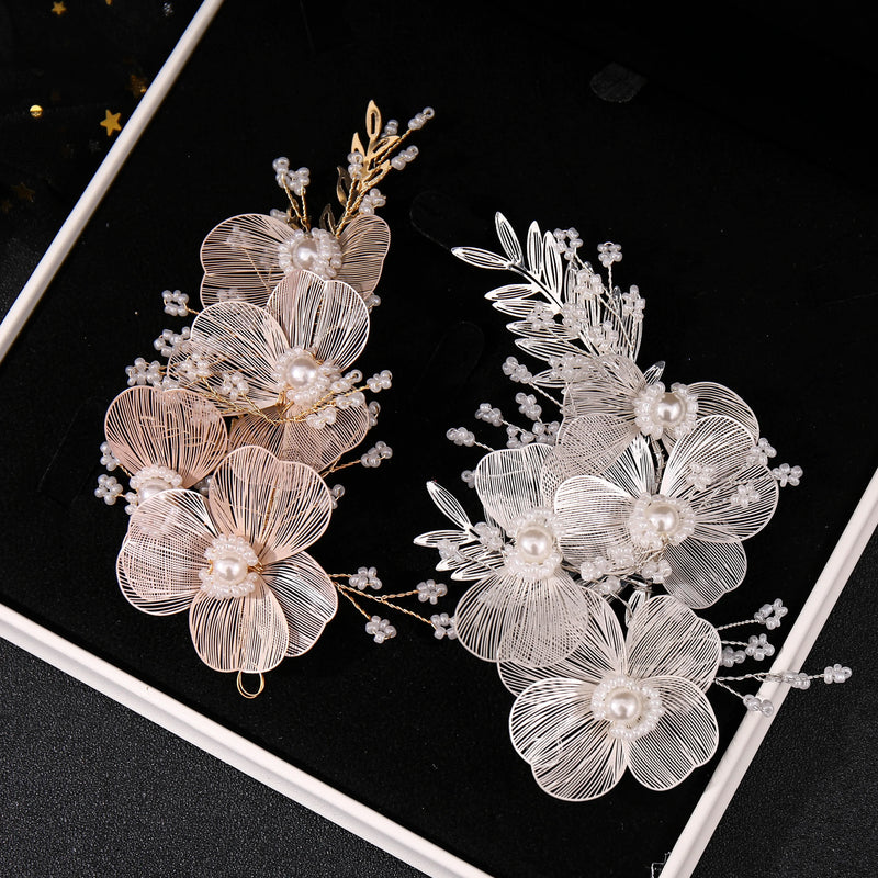 Bridal Wedding Headband Flower Pearl Hairpin Hair Accessories for Women Hair Jewelry Party Bride Headpiece Bridesmaid Gift