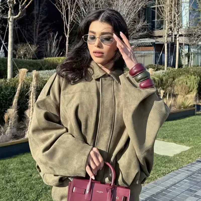 HXAO Elegant Bomber Jackets 2025 Women's Spring Long Sleeve Jackets Ladies Fashion Casual Plus Size Coats New In Outerwears