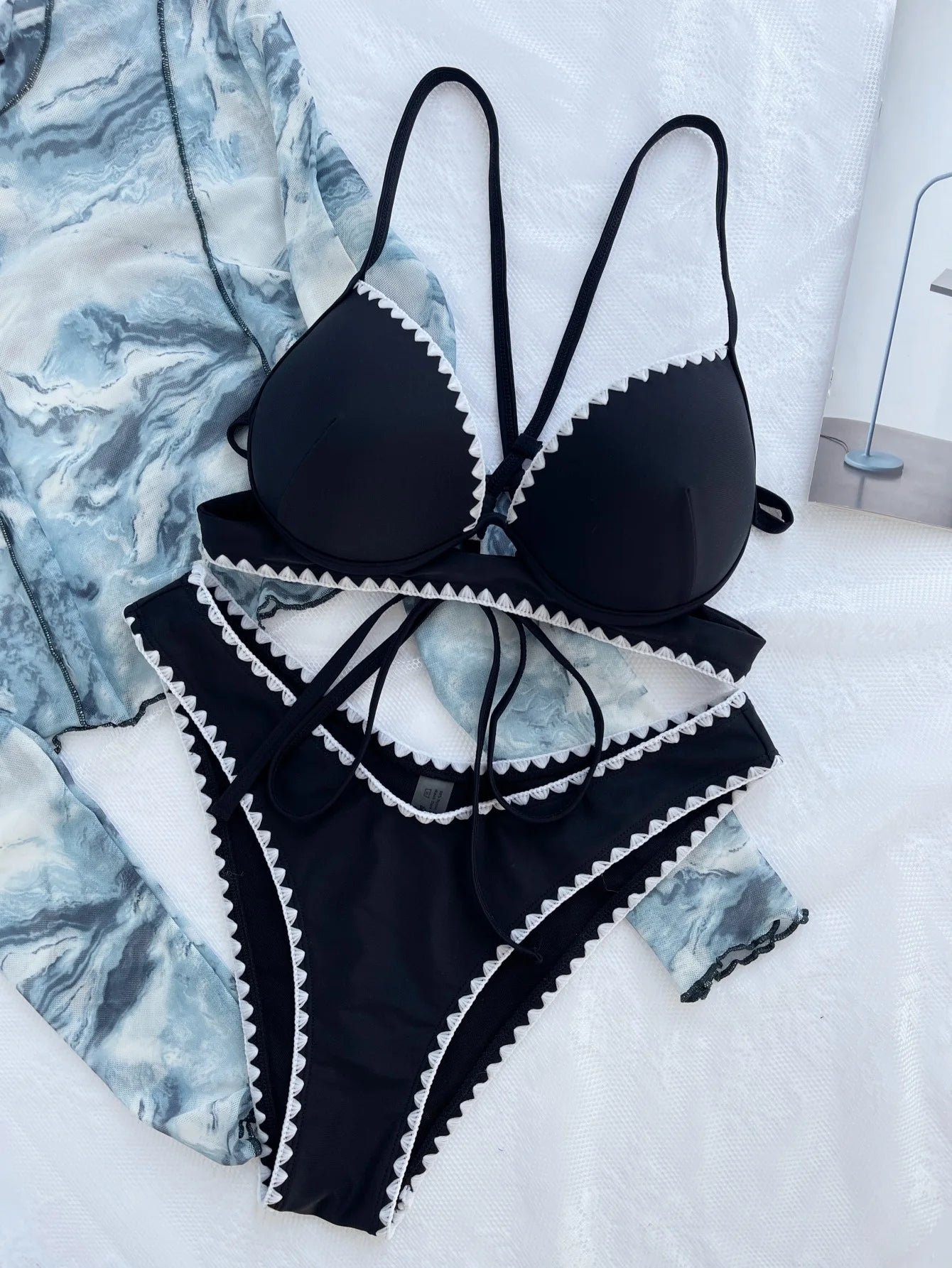 Sexy Underwire Bikini 2024 Women Black Patchwork Ruffle Push Up Micro Swimsuit Beach Bathing Suit High Waist Swimwear Biquini