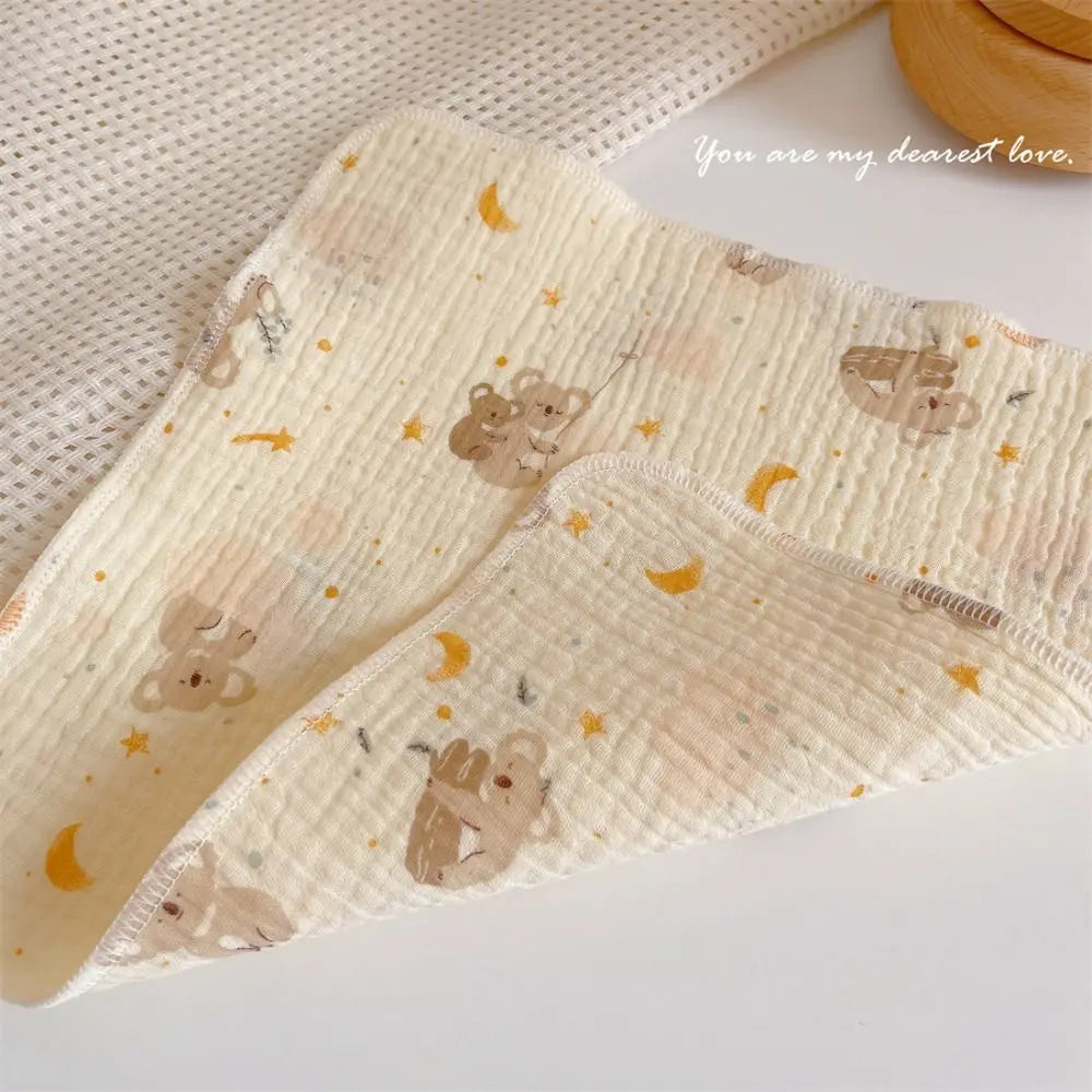 Cotton Baby Face Towel Square Infant Bib Soft Saliva Towel Floral Print Feeding Burp Cloths Children's Absorbent Handkerchief