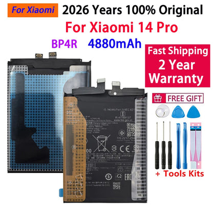 2026 Years 100% Original Battery BP4Q For Xiaomi 14 , BP4R For Xiaomi 14 Pro 14Pro Phone Replacement Batteries Fast Shipping