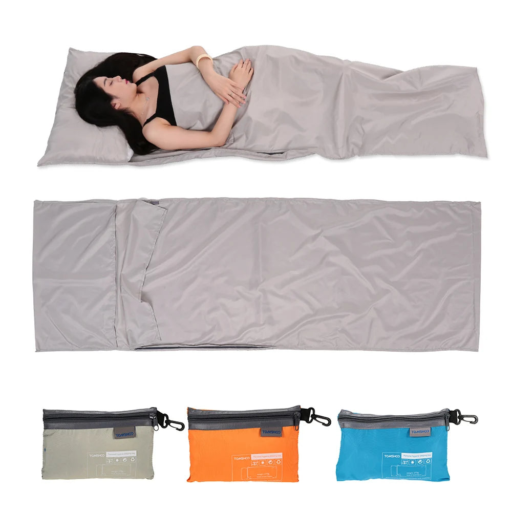 TOMSHOO 70*210CM Portable Sleeping Bag Outdoor Travel Camping Hiking Polyester Pongee Healthy Sleeping Bag Liner with Pillowcase